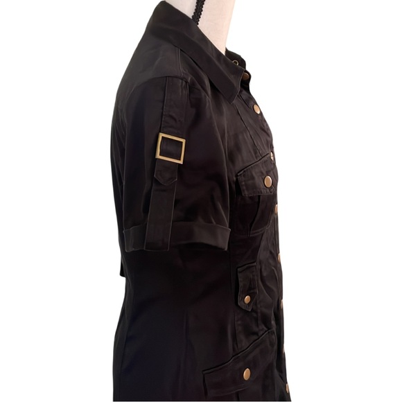 Calvin Klein Black Short Sleeve Safari Dress Size 4 - Picture 4 of 11